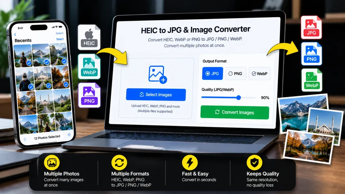HEIC to JPG & Image Converter: iPhone Photos Ko JPG, PNG Ya WebP Mein Kaise Convert Karein?
