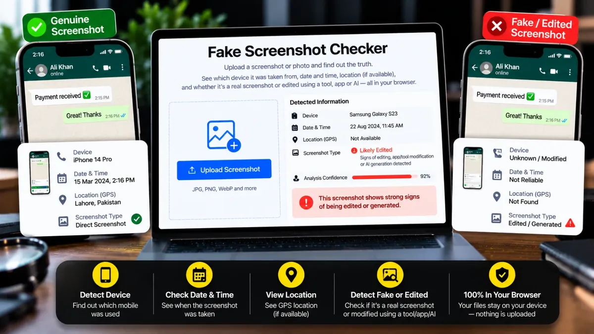Fake Screenshot Kaise Check Karein? Device, Time, Location Aur Editing Ka Pata Lagayein