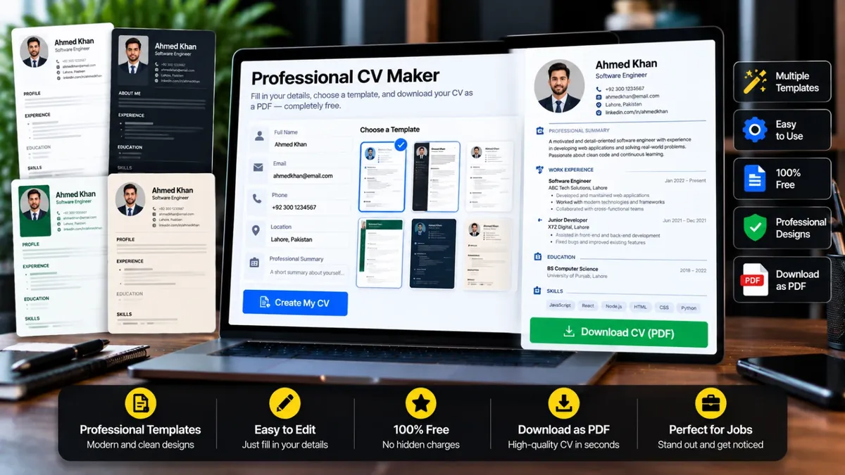Professional CV Kaise Banayein? Free CV Maker Se PDF Download Karein