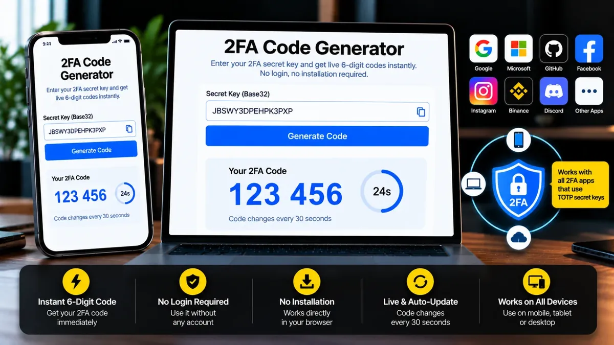 2FA Code Generator: Secret Key Se 6-Digit Code Kaise Banayein