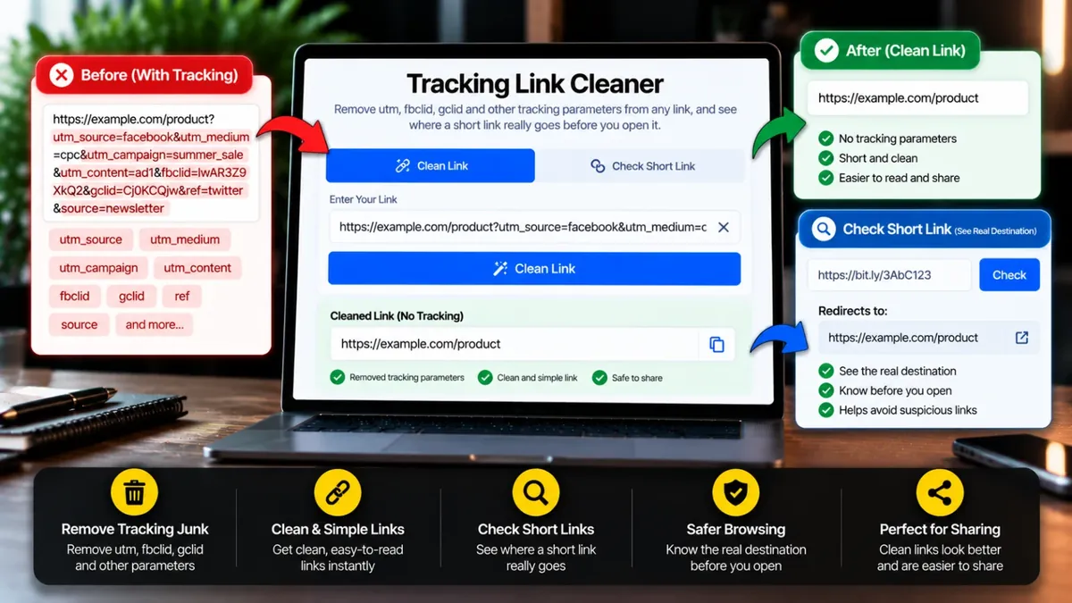 Tracking Link Kaise Clean Karein? UTM, FBCLID Aur GCLID Remove Karein