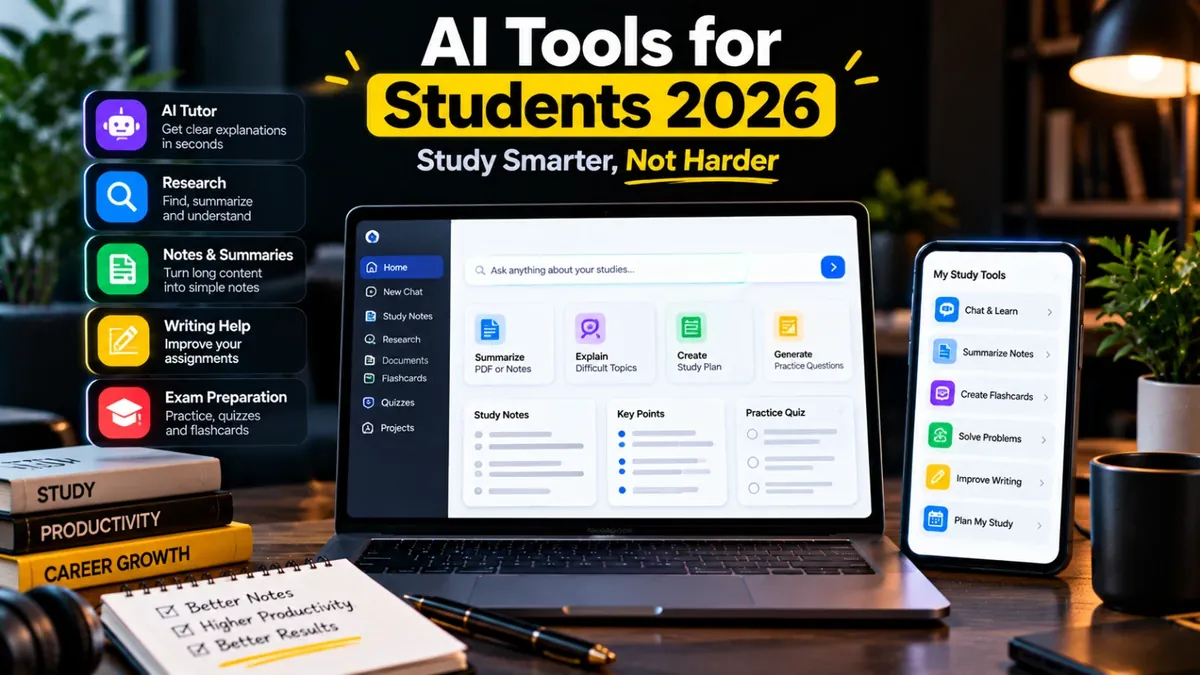 AI Tools for Students 2026: Parhai, Research Aur Productivity Ke Liye Best AI Workflow