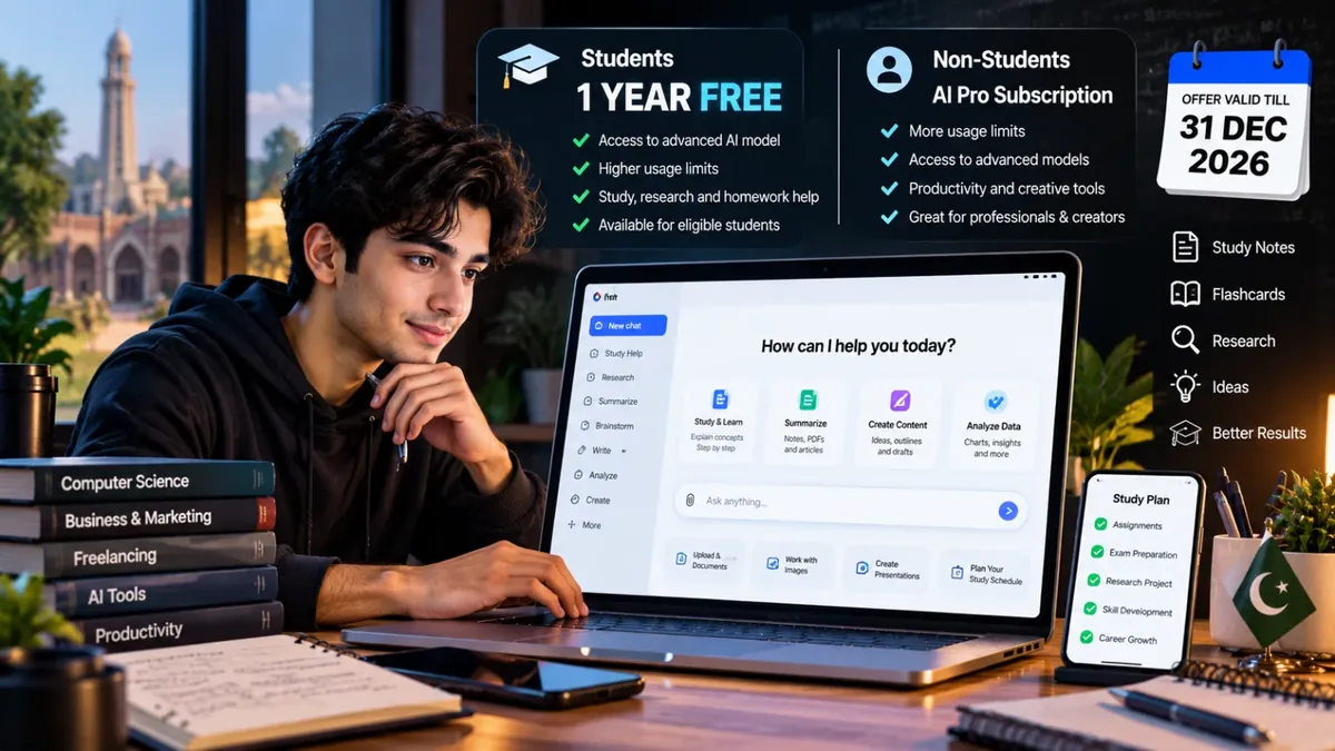 Gemini 1 Saal Free in Pakistan? 2026 Student Offer Kaise Milega
