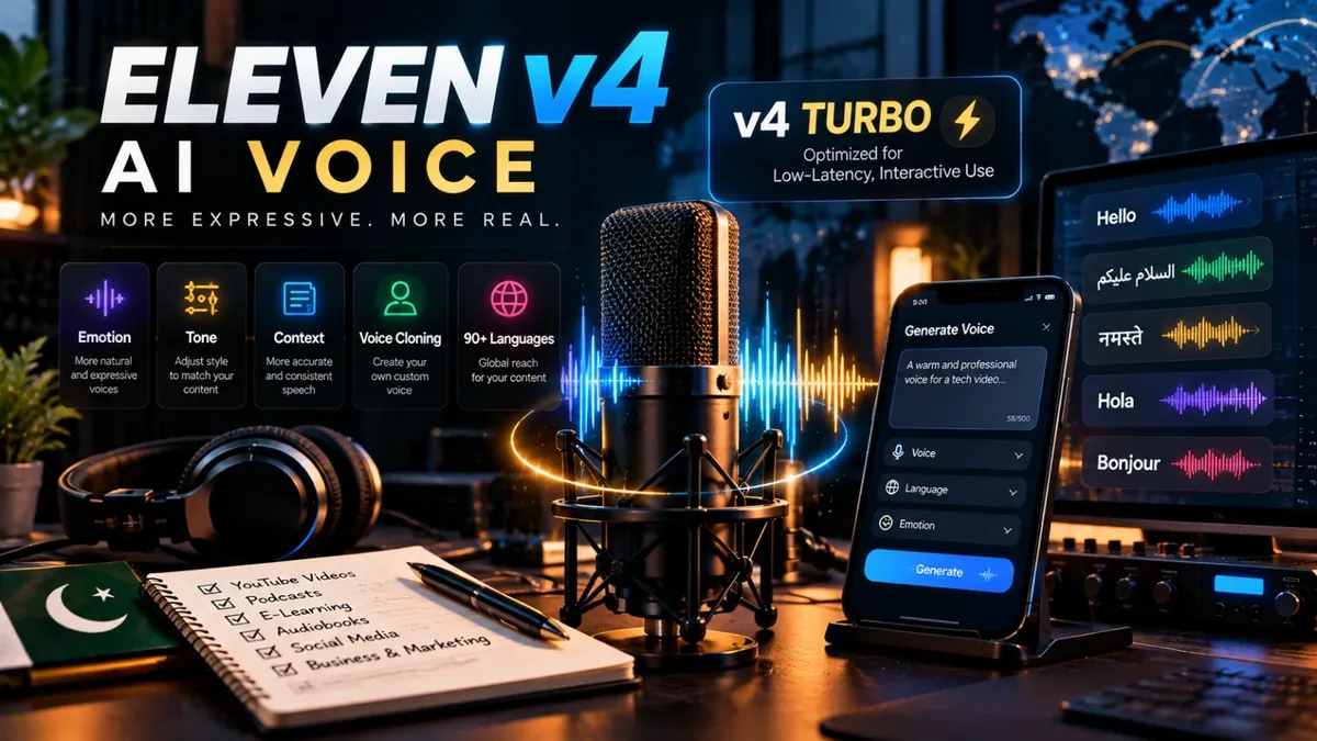 ElevenLabs v4 Pakistan: New AI Voice Model & Price